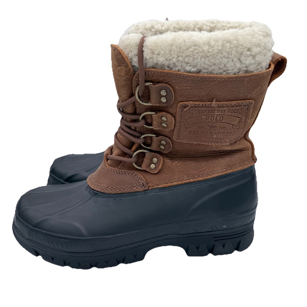 Polo Ralph Lauren Boots Men's 8 Women's 9.5 Landen Shearling Trim Snow Winter - Picture 2 of 8